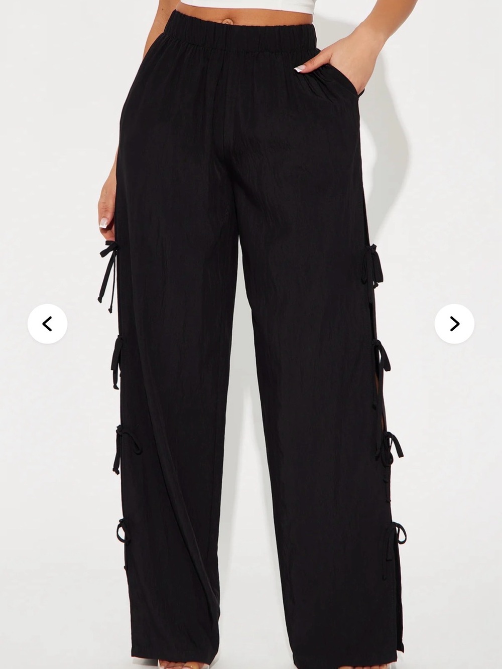 Fashion Nova Black Wide-Leg Tie Side Pants